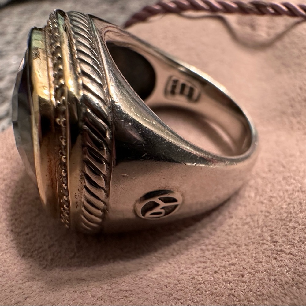 David Yurman Authentic Albion Smoky Qtz., Sterling Silver/18K Gold, Pave Diamond - Picture 9 of 11
